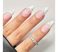 24 Copri Pieni Lucidi False False Punta Francese Acrilico Day Press Stick A Forma Mandorle