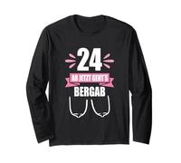 24 da Qui Si Va in Discesa Maglietta Compleanno Divertente Maglia a Manica