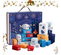 24-Day Box - Christmas Countdown Fillable Container, Numbered Multi-Purpose Ornament, Winter Holiday Seasonal Decor | Versatile Storage Box Chocolate Fondant Nougat Small Toys Jewelry