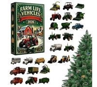 24-Day Christmas Calendar Advent,2D Acrylic Farm Life Vehicles Decoration | 24-Day Countdown Calendar for Windowsill Mantel Office Car Holiday Party Home Celebration