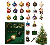24 Day Christmas Countdown Billiards Hanging Ornaments | Billiards Themed Advent Calendars 2025,Sport Art Acrylic 2D,Funny Gift For Fans & Collectors