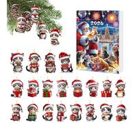24 Day Christmas Countdown Flat Acrylic Cat Ornament - Collectible Advent D