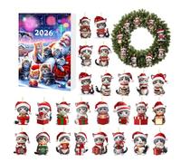 24 Day Christmas Countdown Flat Acrylic Cat Ornament - Collectible Advent D