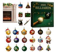 24-Day Count Down Calendar Billiards Theme Ornaments | Christmas Pendant Countdown Calendar | Collectible Flat Acrylic For Tree Window Wall Friends Adults Teens Players Fans