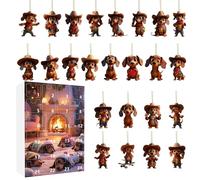 24 Day Dachshund Ornaments Christmas Countdown Calendar 2025 | Dachshund Dog Advent Calendars 2025,Dog 2D Flat Acrylic Ornaments For Vacation Car Rearview Mirror Christmas Tree Wall Door Party Decor