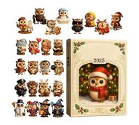 24 Day Owl Christmas Countdown - 2D piatto acrilico Animal Ornament Collection, Festive Holiday Decor, Fun Calendar Set, Creative Display | with Decorative Hanging for Men Women Girls Youth Teens Wife