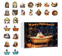 24 Days 2D Acrylic Reading Ghost Ornament | Halloween Ghost Ornament Countdown Calendar,Spooky Charm For Bedroom Living Room Wall Window Door Bookshelf Tree Drapery