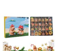 24 Days Capybara Figurine da collezione - Avvento animale, tracker di abitudini singole per rituali invernali, display multi pezzo con design dei personaggi, fornitura sociale, scheda di visione per