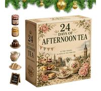24 Days Cute Afternoon Tea Theme Home Decor Christmas Calendar Advent | Holiday Countdown Home Decorations Christmas Calendar Advent for Home Desk Table Fireplace Mantle