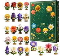 24 Days Small Floral Pendant Countdown Calendar | Floral Fantasy Advent Calendars 2025, 2D Flat Acrylic Flower Ornament, For Holiday Classroom Offices Desk Wall Tree Kids