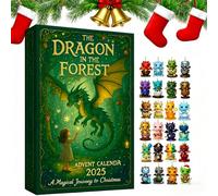24 Days * The Dragon in the Forest Advent Calendar 2025, Dragon Advent Calendar 2025 Kids, Christmas Countdown with 24 Unique Kawaii Dragon Christmas Tree Flat Decorations for Festive Fun (1Pcs)