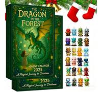 24 Days * The Dragon in the Forest Advent Calendar 2025, dragon advent calendar with 24 Unique Dragon Baby Christmas Tree Flat Decorations for myth and dragon Lovers (2 sets)