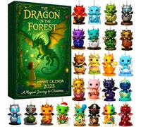 24 Days * The Dragon in the Forest Advent Calendar 2025, dragon advent calendar with 24 Unique Dragon Baby Christmas Tree Flat Decorations for myth and dragon Lovers (1 set)