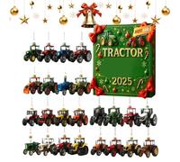 24 Days Tractor Christmas Ornament Countdown | Christmas Calendar | 2D Acrylic Ornament | Chriistmas Countdown Calendar For Winter Holiday Party Home Window