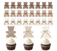 24 decorazioni per cupcake a tema orso marrone doccia cupcake decorazioni per torte a tema animale forniture per torte di compleanno