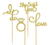 24 decorazioni per cupcake di fidanzamento, decorazioni per cupcake nuziali, con scritta in lingua inglese "He Asked She Said Y", per matrimoni, fidanzamenti, addio al nubilato, feste, decorazioni per