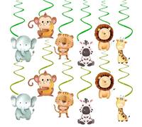 24 Decorazioni per Festa a Tema Giungla, Spirali Pendenti, Animali Selvaggi per Compleanni di Bambini