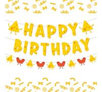 24 decorazioni per feste di compleanno a tema formaggio dolce banner di buon compleanno maccheroni e ghirlanda di formaggio latticini Mac e formaggio a tema forniture di compleanno per bambini 1 °