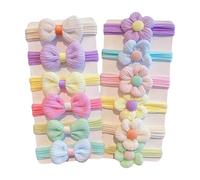 24 elastici per capelli in tessuto con fiori per bambini, elastici per capelli per bambine, in tessuto, per coda di cavallo, fiocchi colorati per capelli per bambini