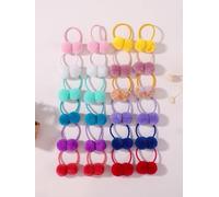 24 elastici per capelli per bambini, morbidi e soffici, con pompon, per coda di cavallo, in nylon, accessori per bambine e bambini