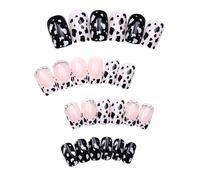 24 eleganti artigli a pressione con motivo leopardato francese scintillante strass finto artiglio look per artigli finti