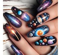 24 Eleganti Chiodi Artificiali Cieli Stellati Coperte Piene Coperture False Lucide Lunga Pressa Per Donna