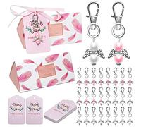 24 etichette per angeli di perle e caramelle, in cartone e rosa, fatte a mano, per matrimonio, cresima, compleanno, Natale, battesimo, comunione, bomboniera