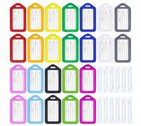 24 Etichette Per Bagagli Colorate, Etichette Per Bagagli Impermeabili, Etichette Per Bagagli In Plastica, Etichette Per Identificazione Bagagli, Etichette Per Bagagli, Accessori Per Bagagli