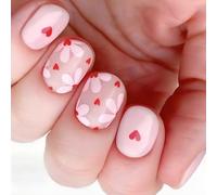 24 Falso Nails Pressa Corta Love Heart Artificial Coperture Complete In Attesa Per Le Donne