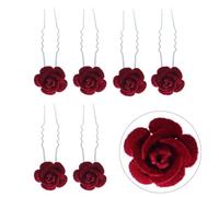 24 fermagli per capelli a forma di fiore rosso, stile messicano, decorazioni vintage per matrimoni, accessori per capelli a forma di U, ornamenti per capelli retrò floreali per donne e ragazze