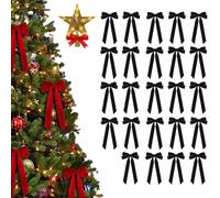 24 fiocchi di velluto per albero di Natale, 24 fiocchi di Natale in velluto per albero di Natale, fiocchi di Natale vintage, fiocchi di velluto per albero di Natale rustici (24 pezzi, verde scuro)