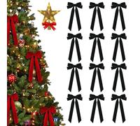 24 fiocchi di velluto per albero di Natale, 24 fiocchi di Natale in velluto per albero di Natale, fiocchi di Natale vintage, fiocchi di velluto per albero di Natale rustici (12 pezzi, verde scuro)