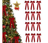 24 fiocchi di velluto per albero di Natale, 24 fiocchi di Natale in velluto per albero di Natale, fiocchi di Natale vintage, per ghirlande, fiocchi di velluto, per albero di Natale, rustici (12 pezzi,