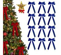 24 fiocchi di velluto per albero di Natale, 24 fiocchi di Natale in velluto per albero di Natale, fiocchi di Natale vintage, fiocchi di velluto per albero di Natale rustici (12 pezzi, blu scuro)