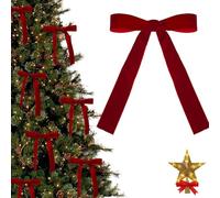 24 fiocchi in velluto bordeaux per albero di Natale, decorazioni natalizie per porte, ghirlande vintage per decorazioni per albero di Natale (24 pezzi, rosso)