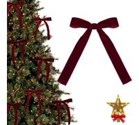 24 fiocchi in velluto bordeaux per albero di Natale, decorazioni natalizie per porte, ghirlande vintage per decorazioni per albero di Natale (12 pezzi, rosso vinaccia)