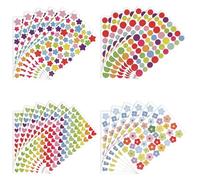 24 fogli adesivi colorati a forma di stella, fiore e cuore, mini adesivi arcobaleno per scrapbooking, ricompense, arti e mestieri per bambini