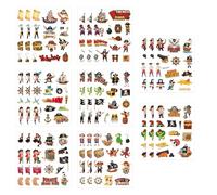 24 Fogli di Adesivi Pirati per Bambini,Adesivi Pirata per Scrapbooking Stickers,Pirata Adesivi Attacca e Stacca Facilmente,8 Stili Regali per Feste di Compleanno Pirata per Bambini,Scrapbooking