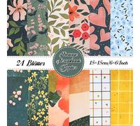 24 fogli di carta floreale per scrapbook di carta, 15 x 15 cm, decorazione Craft Paper Scrapbook fai da te