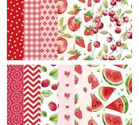 24 fogli di carta per album di ritagli, frutta, 15,2 x 15,2 cm, con motivo ciliegie e fragole, per fai da te, biglietti di auguri, confezioni regalo, decorazioni per diari (colori vivaci, 12 stili)