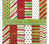 24 fogli di carta per Natale, 12 tipi, carta decorativa su entrambi i lati, accessori artigianali, origami, carta natalizia, carta decorativa, per il fai da te, 30 x 30 cm