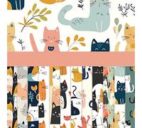 24 fogli di carta per scrapbooking, 15,2 x 15,2 cm, cartoncini con simpatici gatti e cani, 12 disegni di graziosi animali per lavori artigianali (confezione da 2 motivi con gatti)