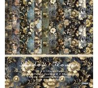 24 fogli di carta vintage per album di ritagli, 15,2 x 15,2 cm, cartoncino floreale con effetto lamina d'oro, per la creazione di biglietti fai da te, album fotografici, diari, carta decorativa senza