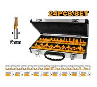 24 Frese per legno INGCO + Valigetta Alluminio con manico misure da 6 - 8 - 12mm