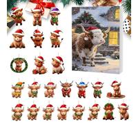 24 giorni Avvento 2d decorazioni acriliche - ornamenti di di Highland, Calendario del conto alla rovescia per l'avvento della di Natale 2025, per le vacanze Home Family Family Fam