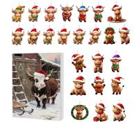 24 giorni Avvento 2d decorazioni acriliche - ornamenti di di Highland, Calendario del conto alla rovescia per l'avvento della di Natale 2025, per le vacanze Home Family Family Fam