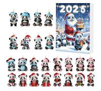 24 Giorni 'avvento Del Panda - Calendario Avvento A Forma Di Panda Charm In Acrilico 2D Con Decorazioni,Ciondolo Specchietto Retrovisore Animali per Auto Zaino Albero di Natale Finestra