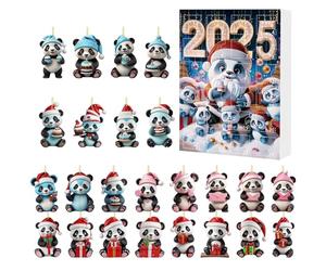 24 giorni 'Avvento Panda - Set da appendere festivo | 2D acrilico panda ornamenti da appendere calendario conto alla rovescia | animale da appendere alla finestra, per bambini, ragazzi e