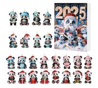 24 Giorni Panda Calendario Avvento - Calendario Conto Alla Rovescia Con Ornamenti Appendiabili Acrilico 2D Panda - Ciondolo Specchietto Retrovisore Animali per Auto Zaino Albero di Natale Finestra