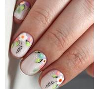 24 Glossy Glossy Full Covers False Nails Short Square Press Unghie Beliumi Accensione Chiodi Foglie ACRILICO